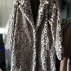 Leopard Print Faux Fur Coat